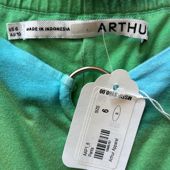 $160 Arthur Apparel Ring Green and Blue Spotted Flare Out Pants 0097 - Picture 6 of 10